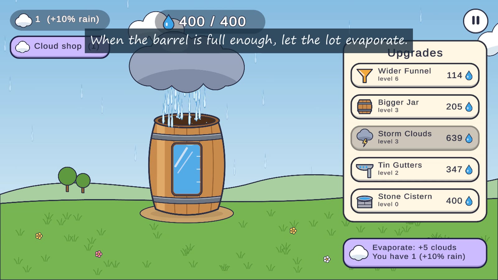 The barrel full and ready to evaporate