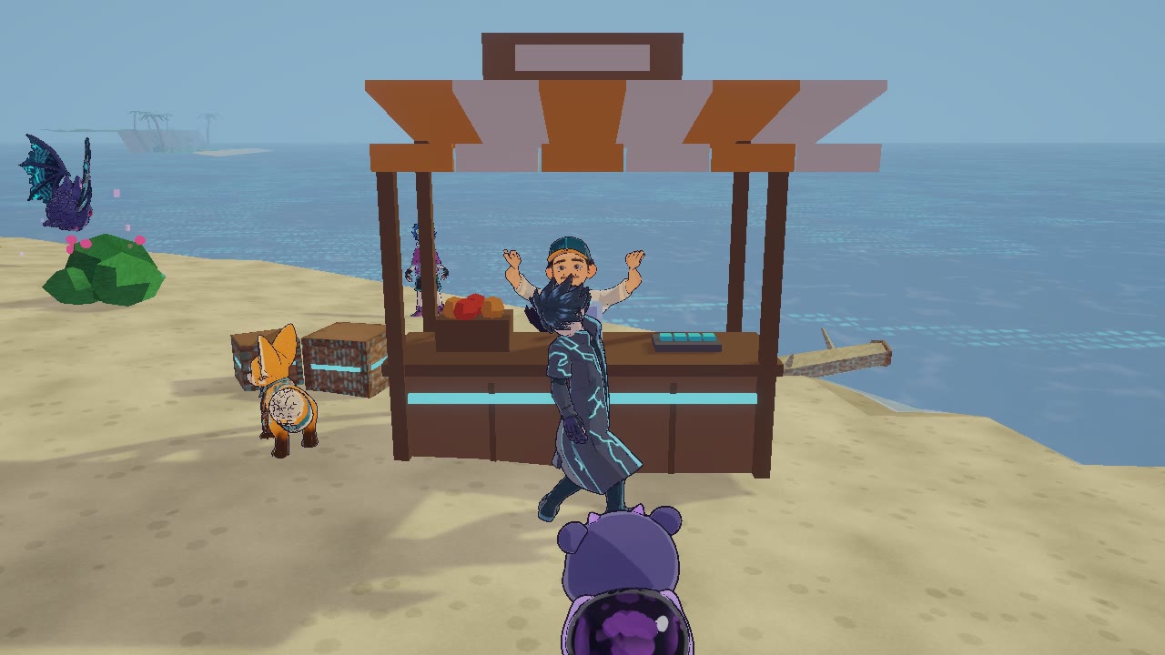 A shopkeeper waving from a beach stall