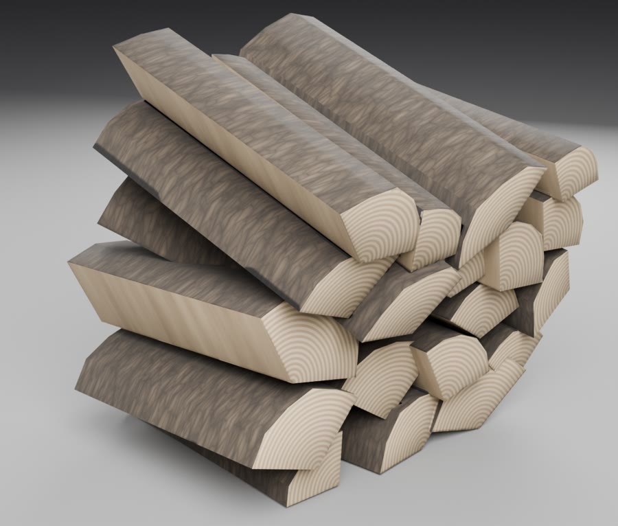 A stack of split firewood